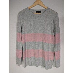 Banana Republic Sweater Women M Gray Pink Striped Filpucci Fine Italian Yarn N91